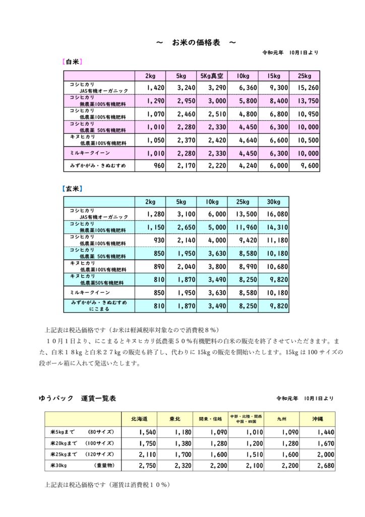 ★2019.10からの価格表のサムネイル